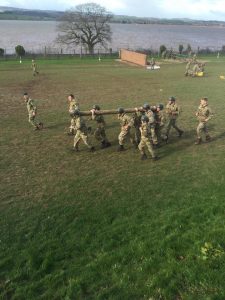 Members of the Lincoln Royal Marine Cadets participating in a teamwork exercise