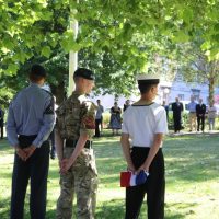 Cadets taking part in the flag raising event