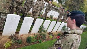 Cadet Lewis Dobney at grave of unknown soldier reduced