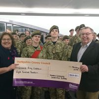 Glossop Detachment reciving the cheque