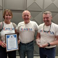 Cathy Thompson (left) and Rob Holland (right) with Blesma Member Martin Burns (centre).