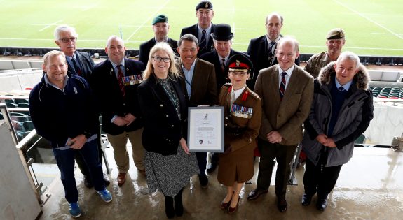Representatives of Leicester Tigers and the Uniformed Services.