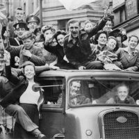 Citizens celebrating VE Day 75 years ago (Credit: Imperial War Museum)