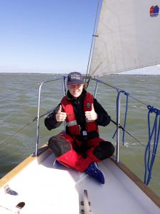 Beth on a sailing boat