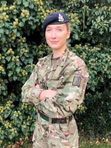 Pippa Saunders in Army camouflage
