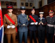 Four Lord Lieutenants Cadets for 2021 with Lord Lieutenant Northamptonshire