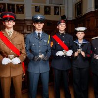 Four Lord Lieutenants Cadets for 2021 with Lord Lieutenant Northamptonshire