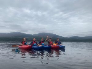 East Midlands Unversity Officers Training Corps in kayaks on Loch Ness