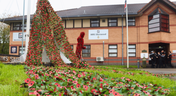 The poppy display outside of Foresters' House.
