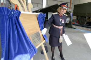 HM Lord-Lieutenant of Derbyshire official opens Kingsway Army Reserve Centre's new vehicle workshop.