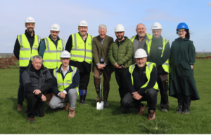 A party from East Midlands RFCA, Maber and Triton take part in the 'ground breaking' ceremony at Beckingham as work get underway.