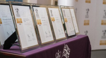 Gold Award certificates on display.